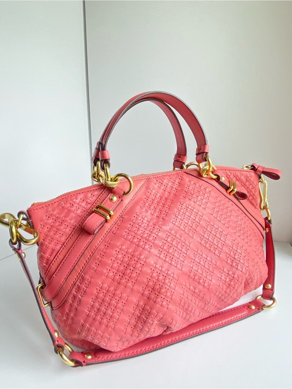 Coach Madison Woven Leather Sophia Satchel in Rose Pink - Picture 7 of 14